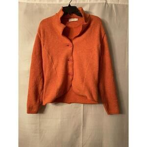 ALPHA Massimo Rebecchi Womens Long‎ Orange Wool Blend Sleeve Sweater Size 48 EUC
